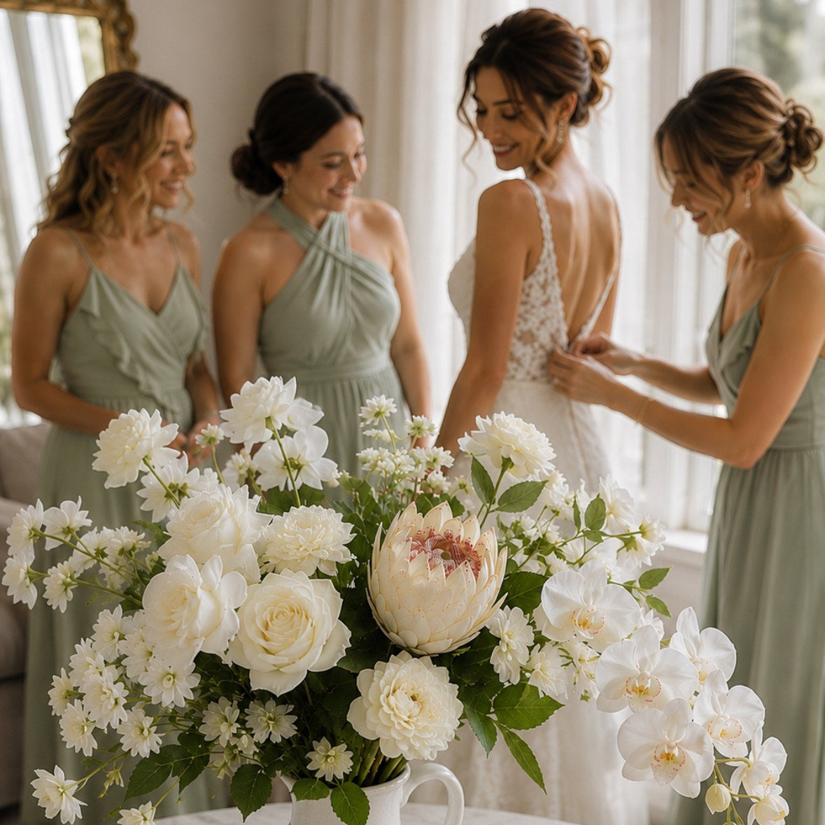 Bride's Veil Wedding Collection | Luxury Artificial Floral Arrangement